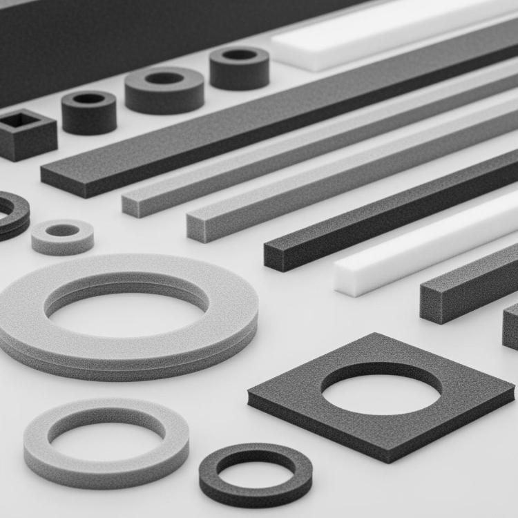 Immagine di guarnizioni e sigilli in schiuma di PVC fustellati su misura che forniscono tenuta ambientale, smorzamento delle vibrazioni e resistenza alla compressione per l'assemblaggio automobilistico e applicazioni marine .